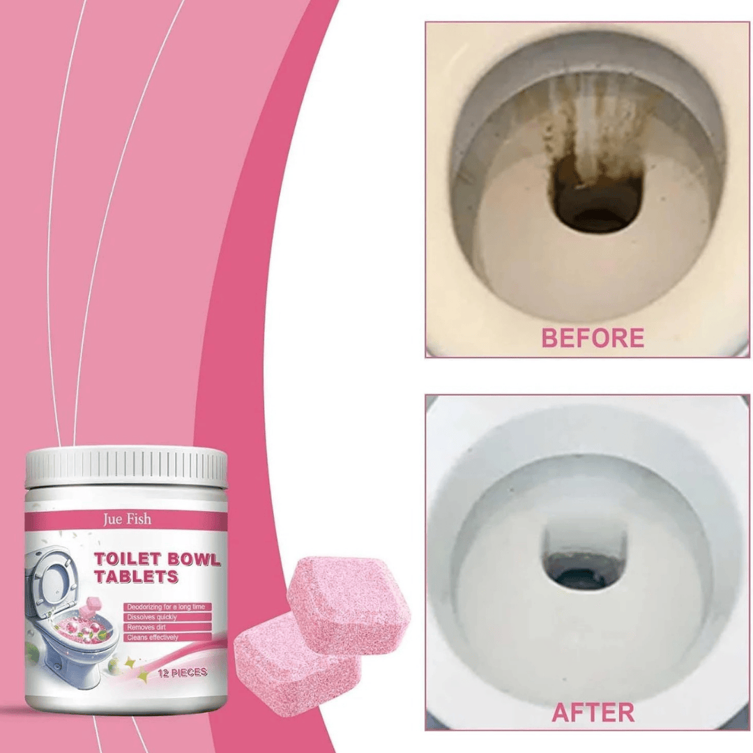 Jue Fish Toilet Bowl Tablets – 12-Piece Pack, Deodorizing, Quick Dissolving, Deep Cleaning